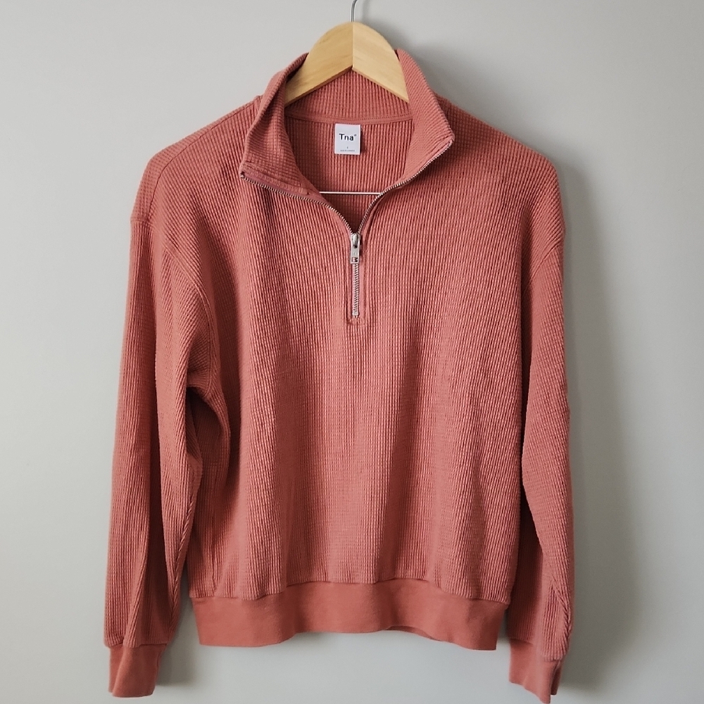 TNA Salmom 1/3 Zip Up Ribbed Sweater Layering Piece